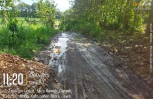 Jalan Poros Desa Giyanti-Ledok Rusak Parah, Diduga Akibat Lalu Lintas Angkutan Minyak Mentah Ilegal
