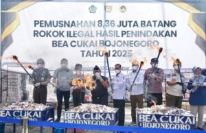 Kantor Bea dan Cukai Bojonegoro Musnahkan Jutaan Batang Rokok Ilegal
