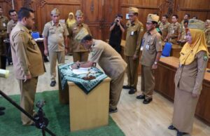 Dilantik di Gedung Keuangan Daerah, Empat Pejabat Eselon II Pemkab Blora Resmi Berganti