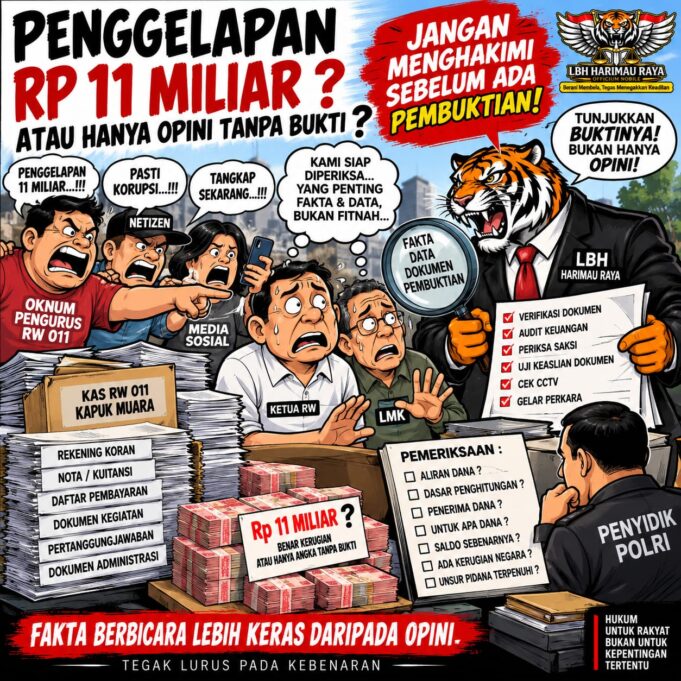 Dugaan Fitnah dan Tuduhan Rp 11 Miliar Mengemuka, LBH Harimau Raya Minta Semua Bukti Dibuka